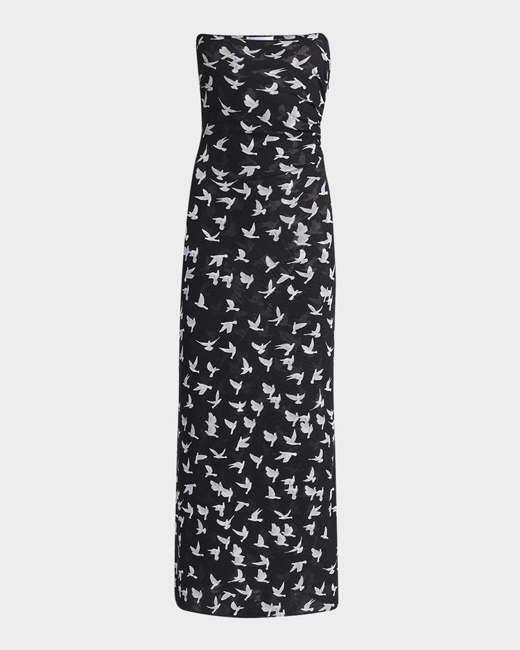 flying bird haze mesh maxi dress