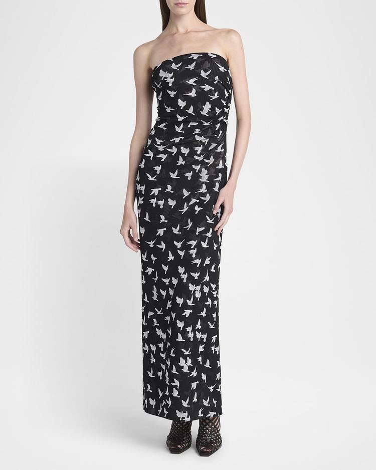 flying bird haze mesh maxi dress