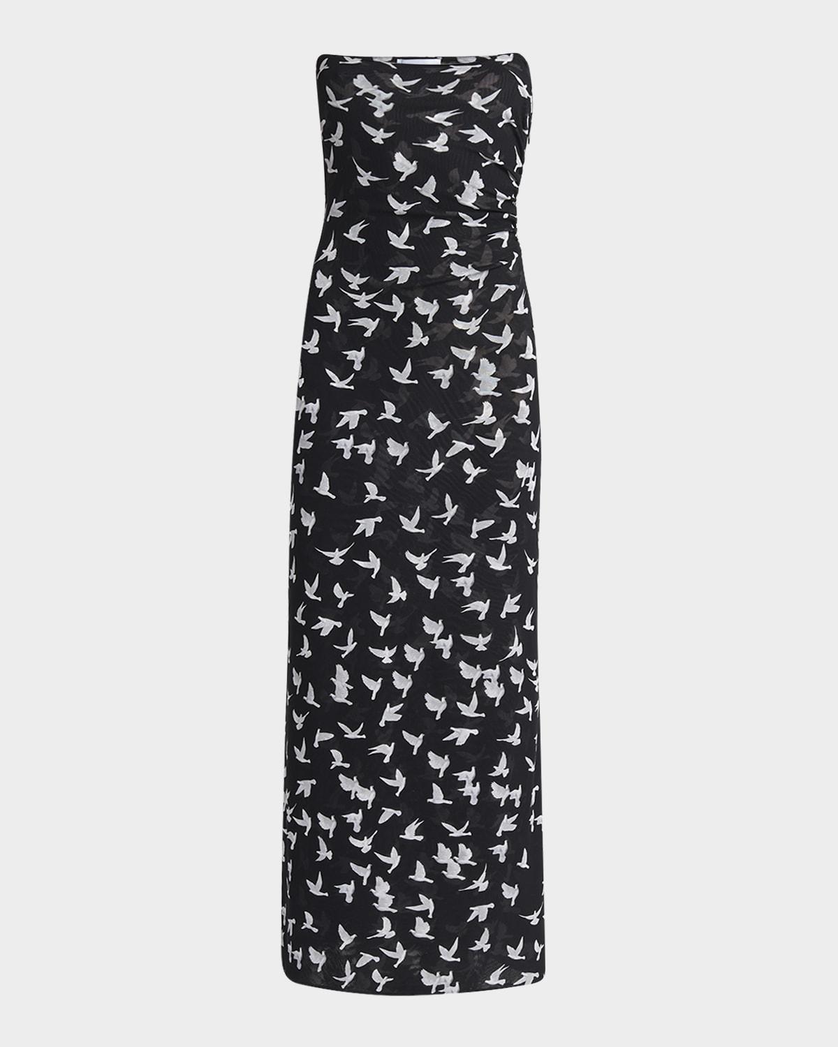 flying bird haze mesh maxi dress