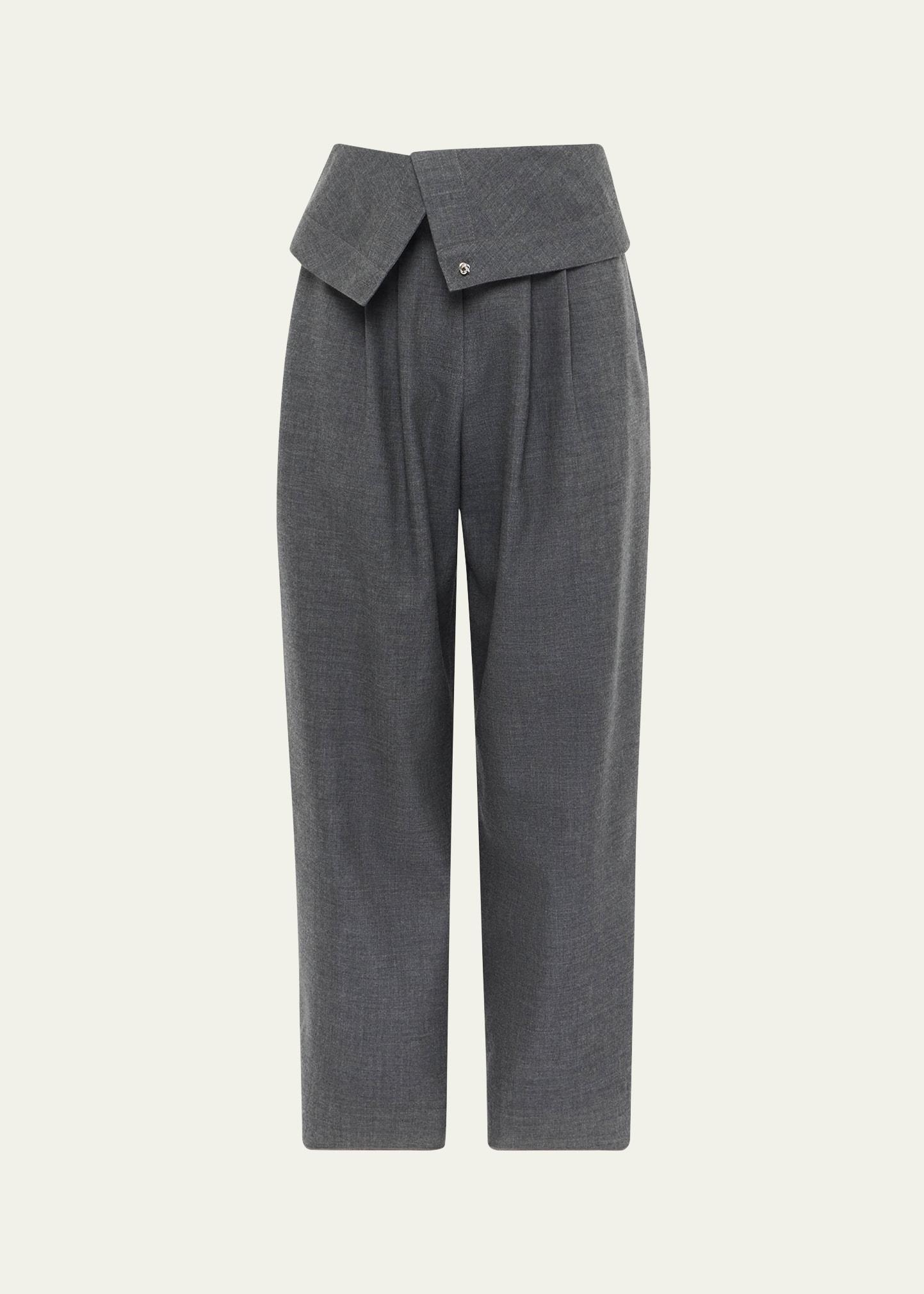 fold over wool trousers