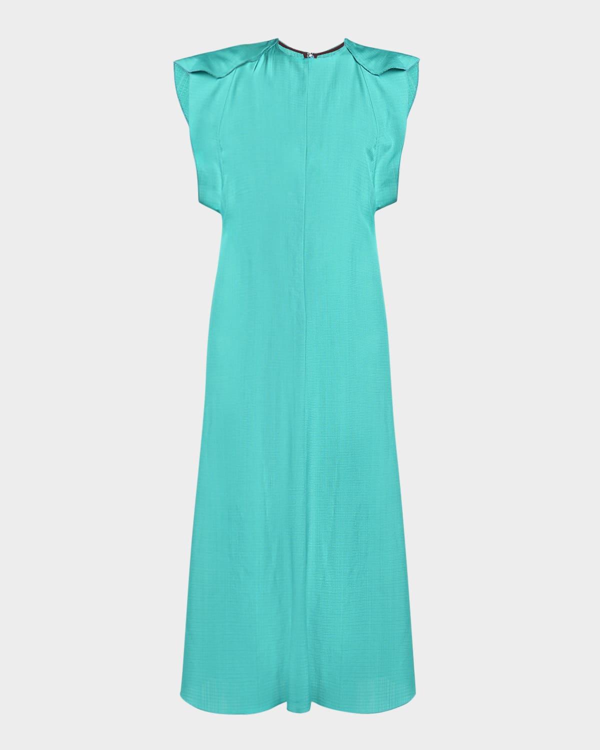 folded cap-sleeve midi dress