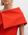 foldover-neck bonded wool tailoring midi dress
