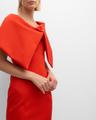 foldover-neck bonded wool tailoring midi dress