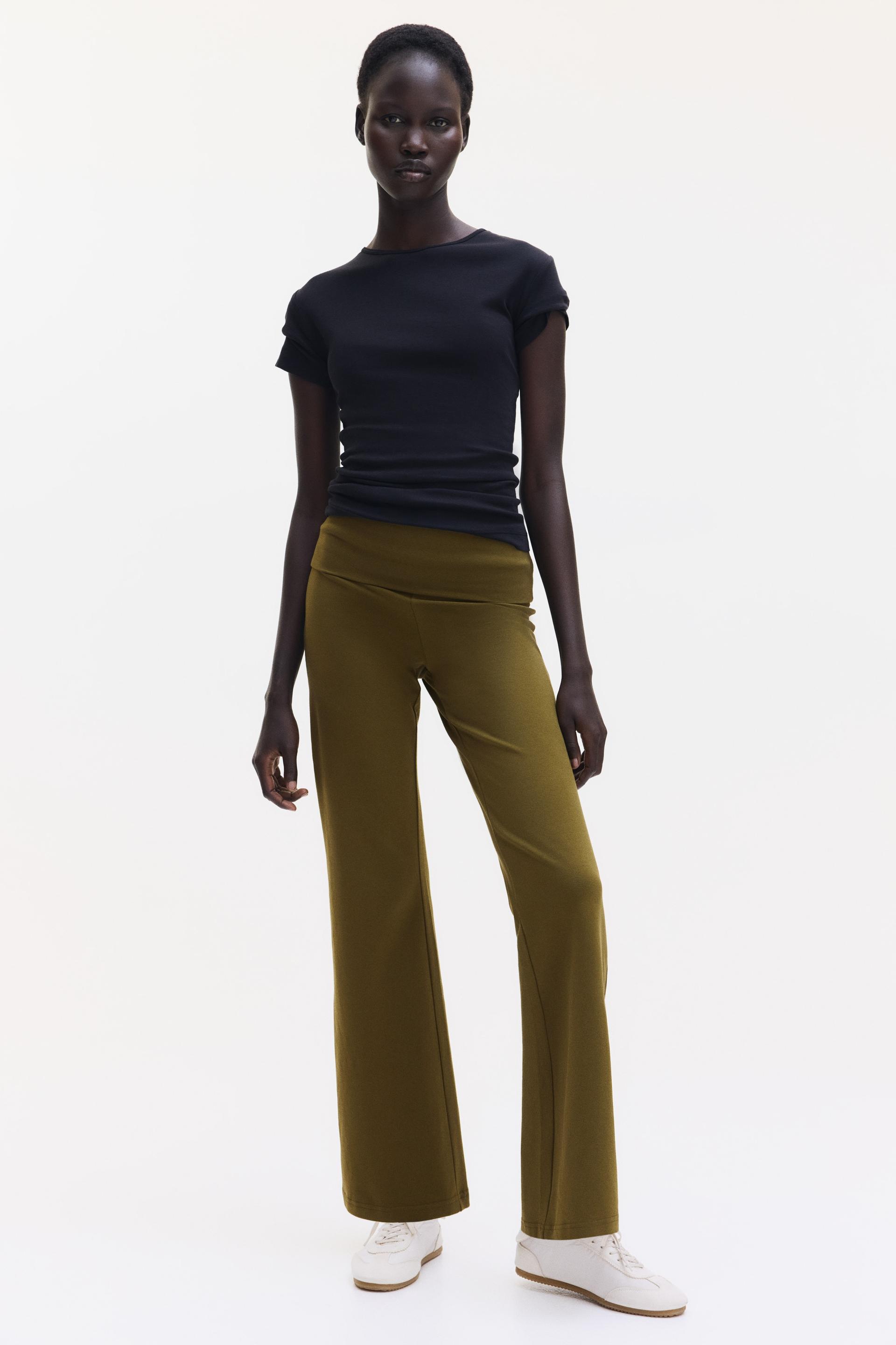 foldover-waist cotton pants