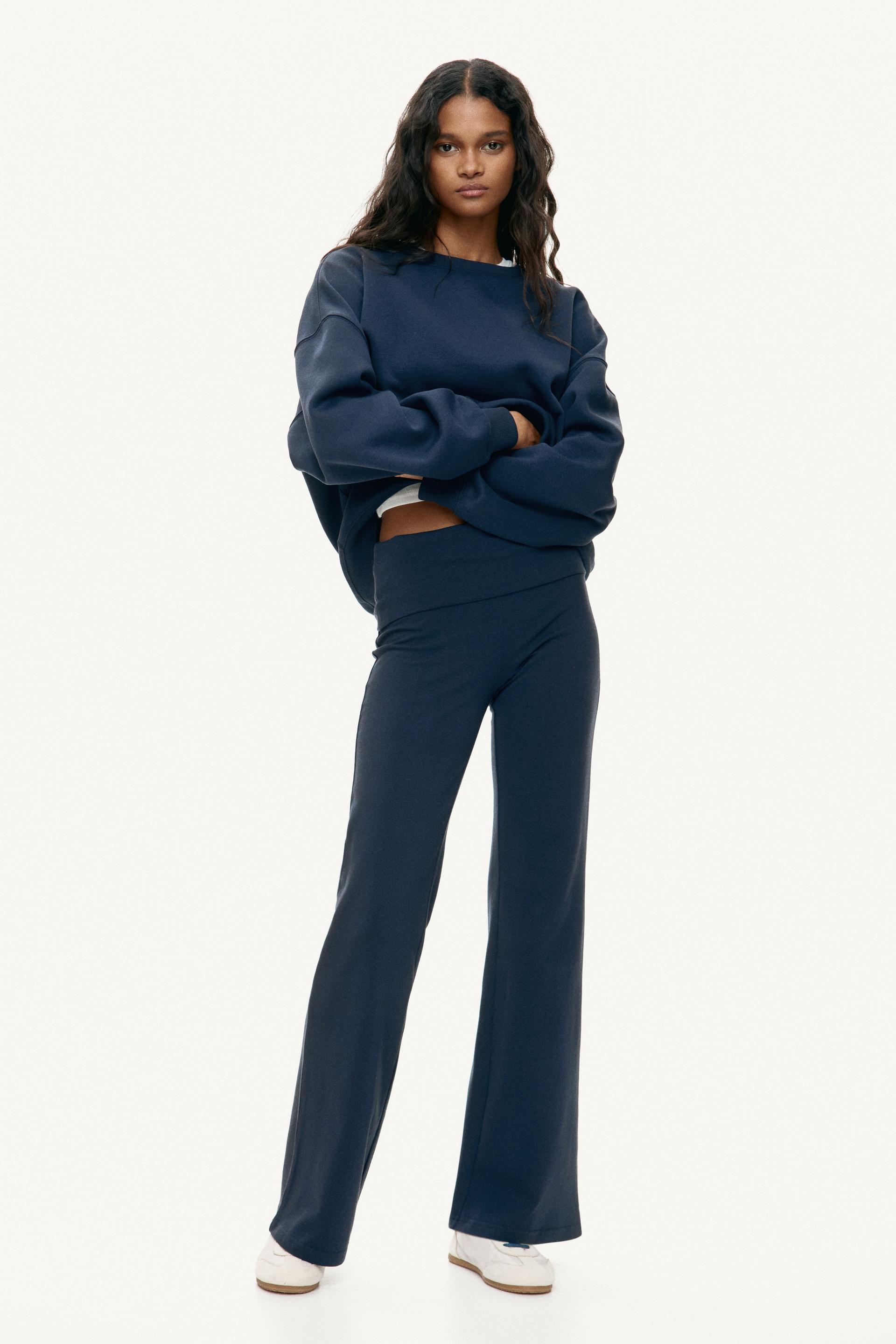 foldover-waist cotton pants