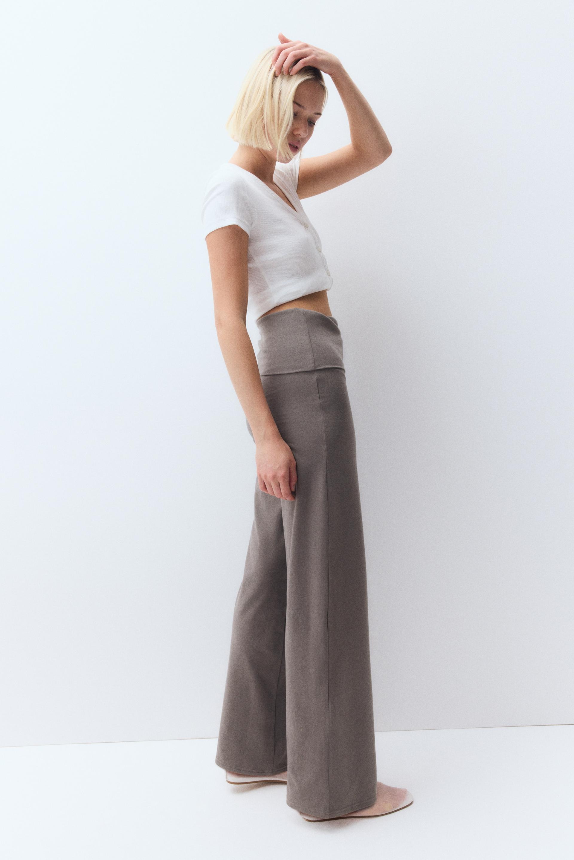 foldover-waist jersey pants