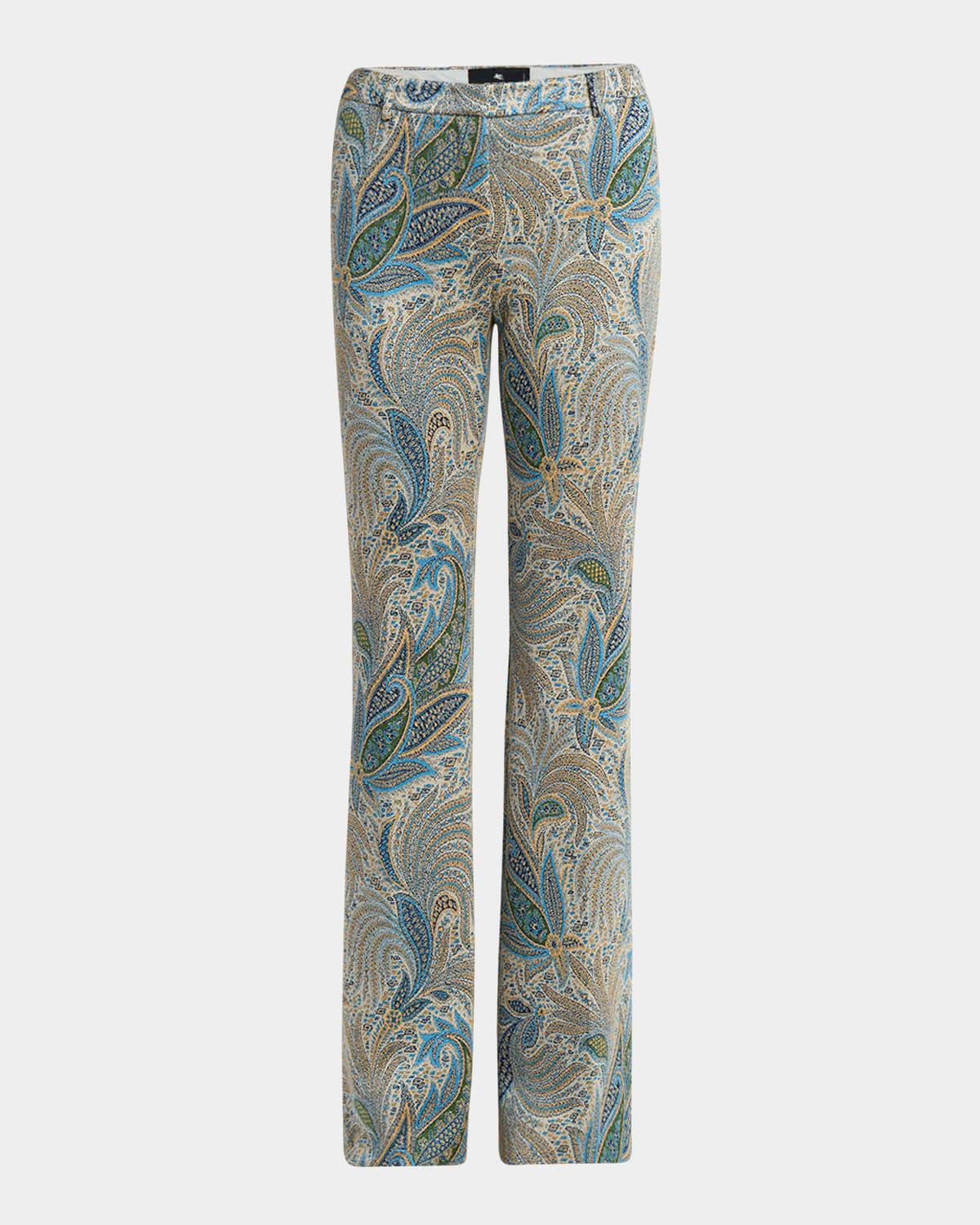 foliage pastel romantic flare trousers