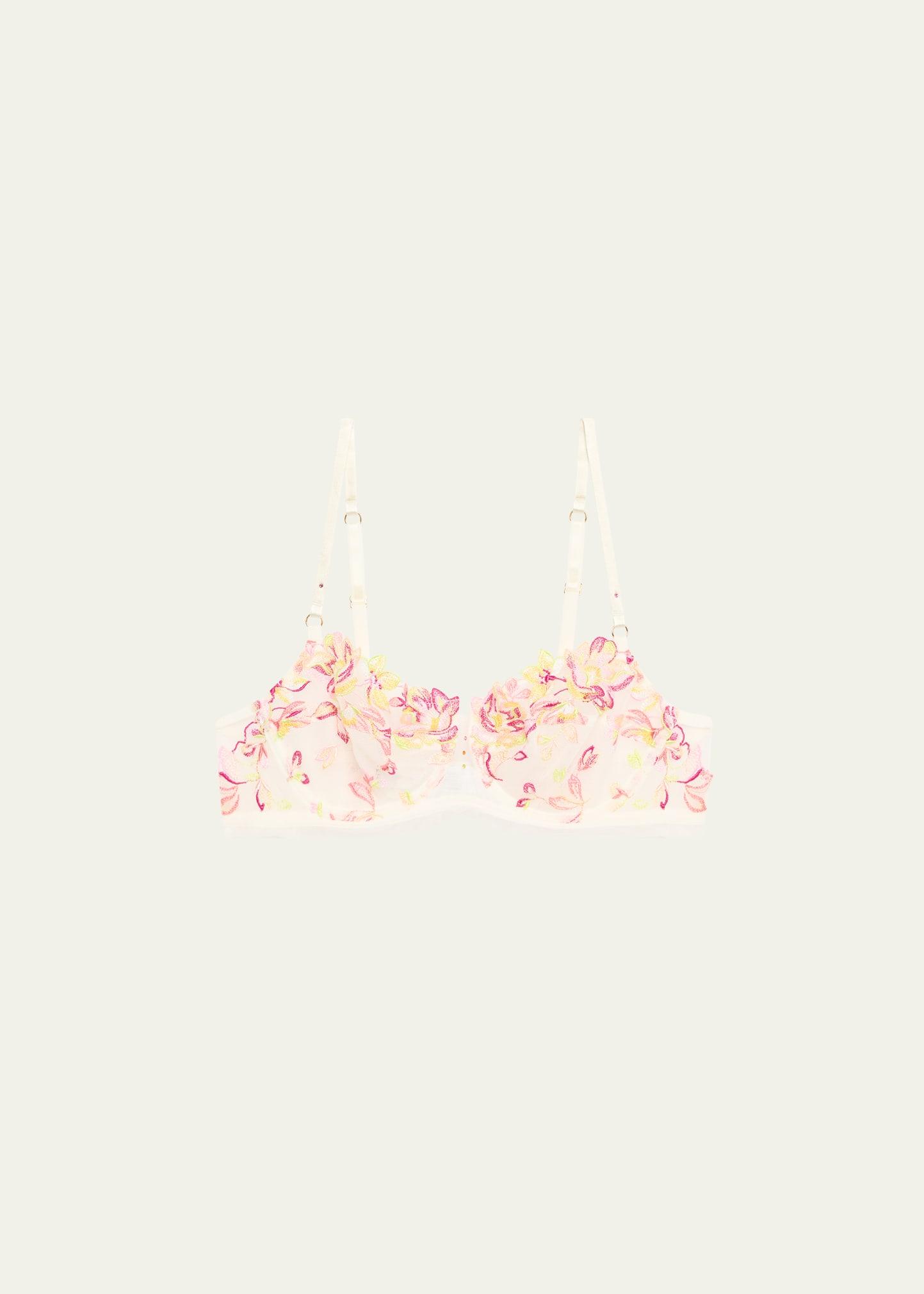 folie d'ete floral-embroidered demi bra