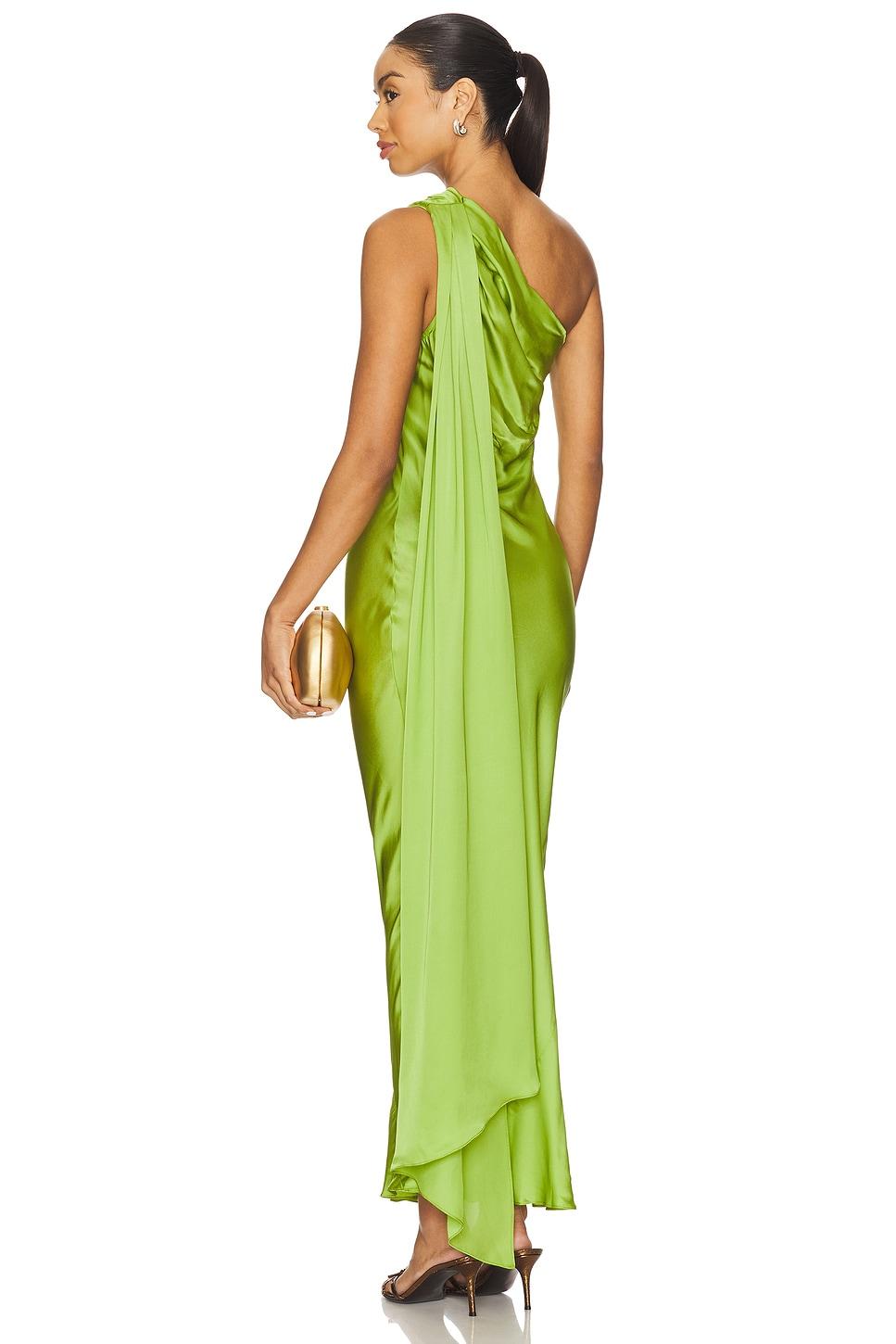 for fwrd one shoulder dress with cape