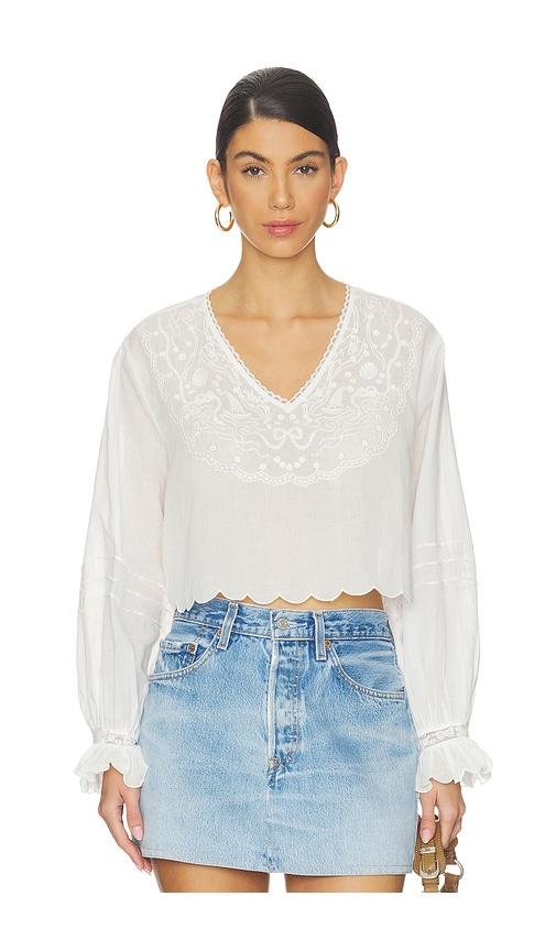 for love & lemons agnes blouse in white.