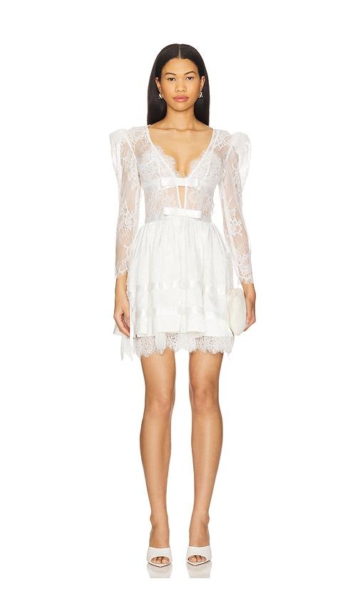 for love & lemons annabelle lace mini dress in white.