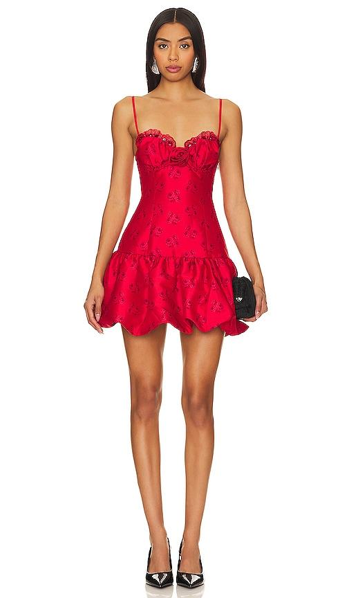 for love & lemons annika mini dress in red.