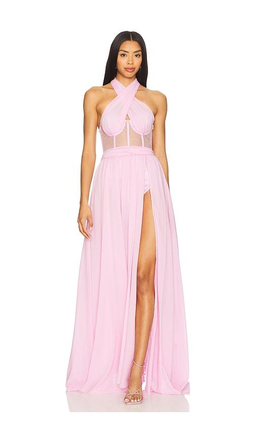 for love & lemons anya gown in pink.