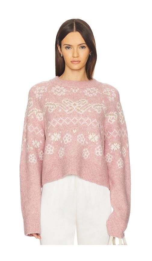for love & lemons arabella pullover sweater in pink.