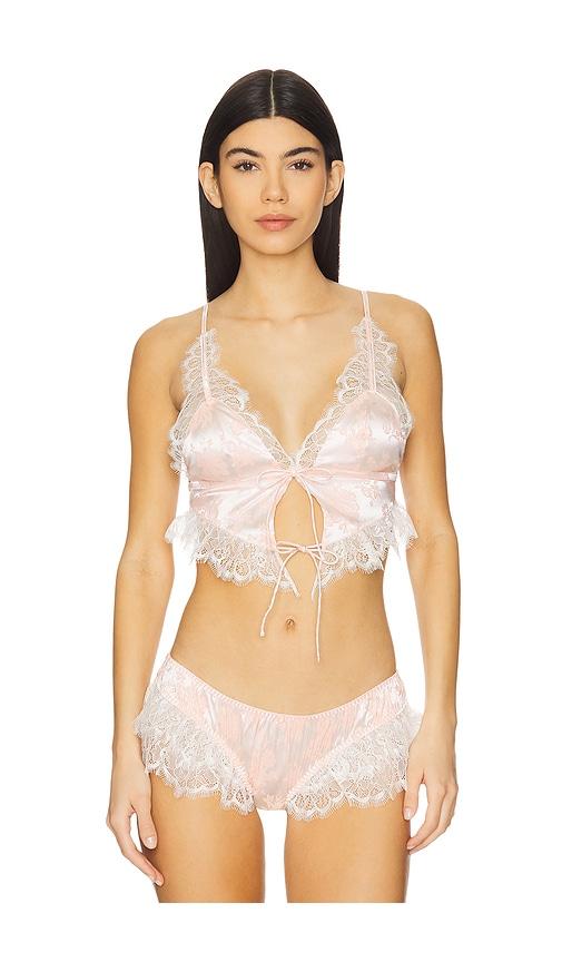 for love & lemons audrey jacquard top in peach.