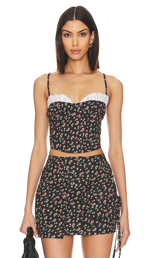 for love & lemons camille top in black.