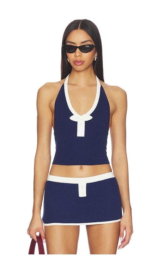 for love & lemons caroline top in navy.