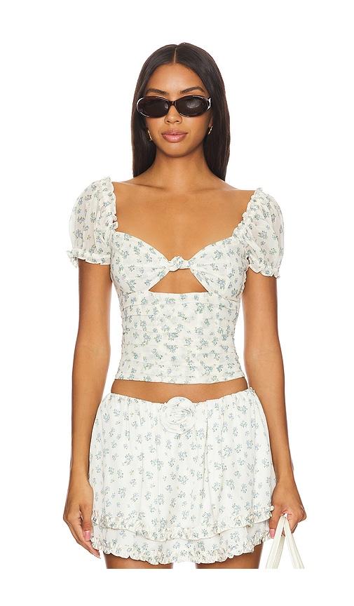 for love & lemons chateau top in cream.