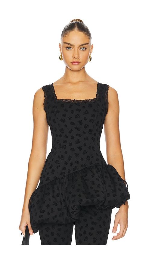 for love & lemons claira asymmetric top in black.
