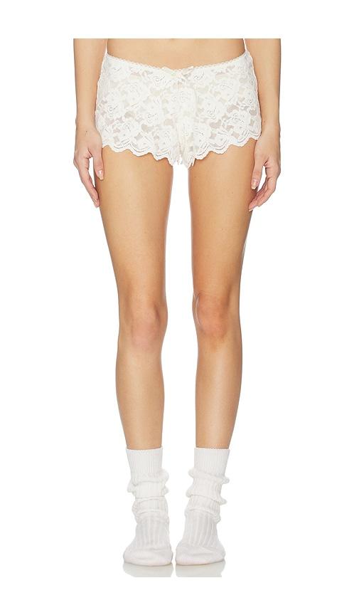 for love & lemons cloud lace short in white.