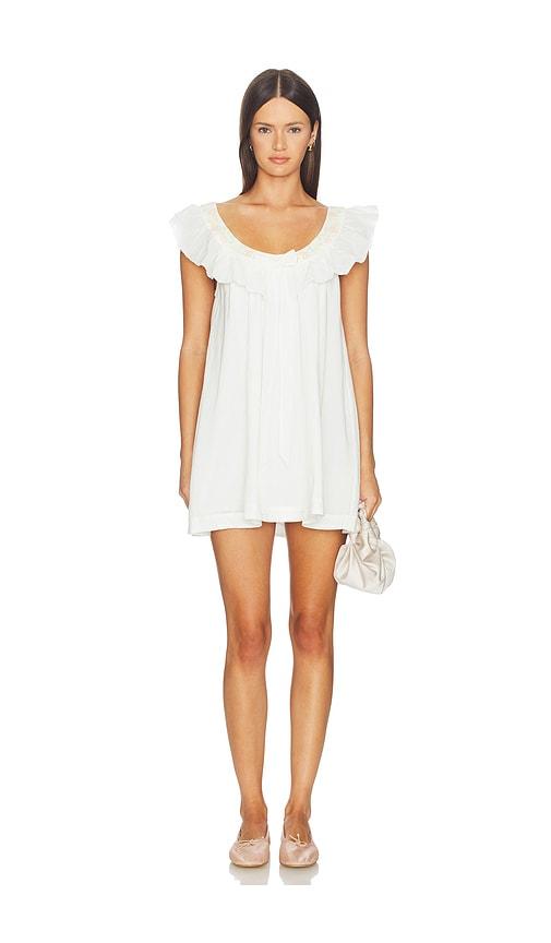 for love & lemons cora mini dress in white.