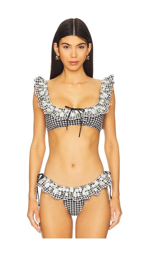 for love & lemons daisy lane bikini top in black.
