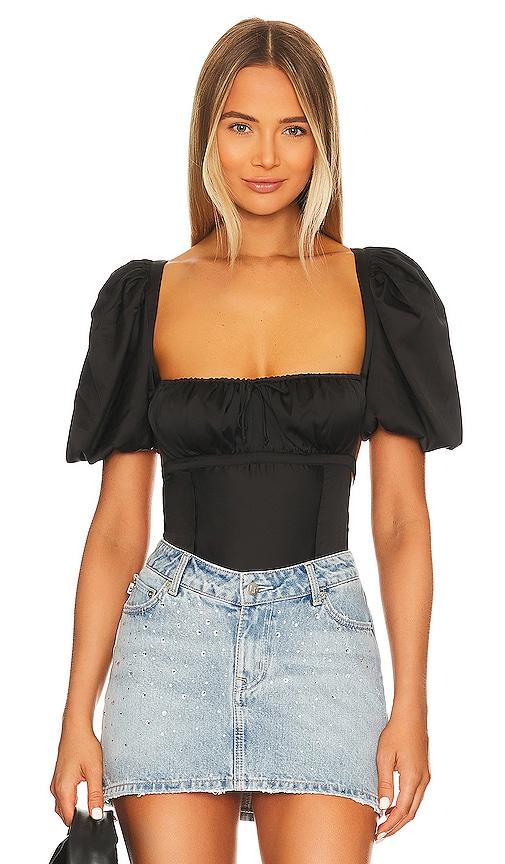 for love & lemons dany bodysuit in black.