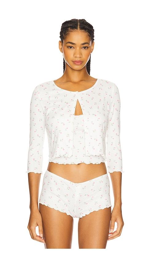for love & lemons elliana cardigan in white.