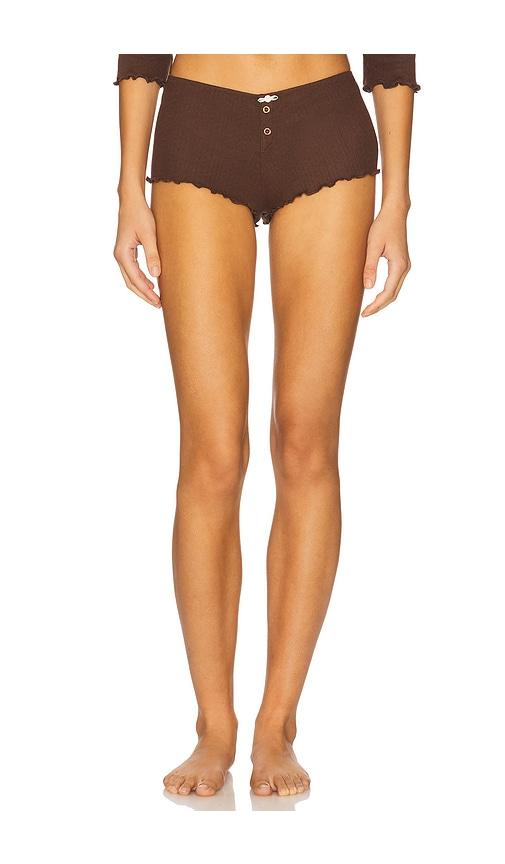 for love & lemons elliana sleep short in chocolate.