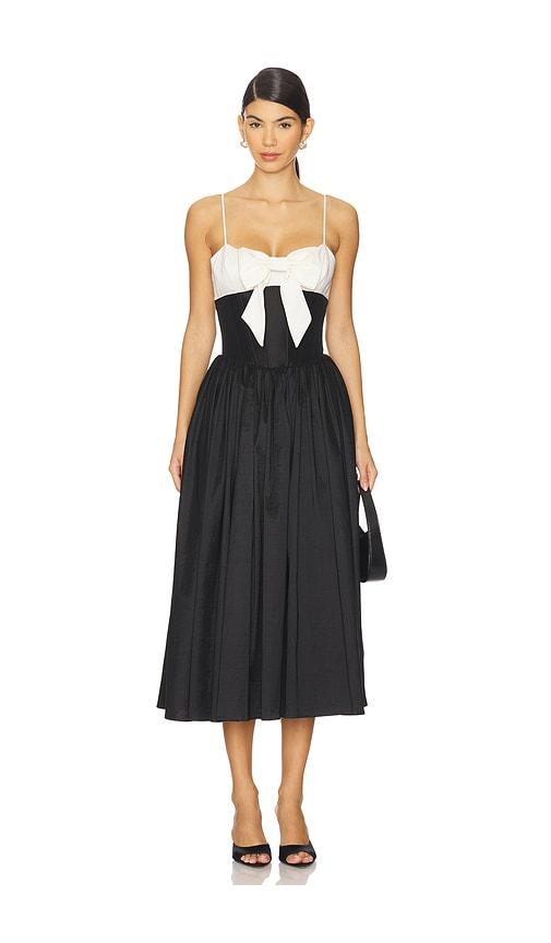 for love & lemons emalie midi dress in black.
