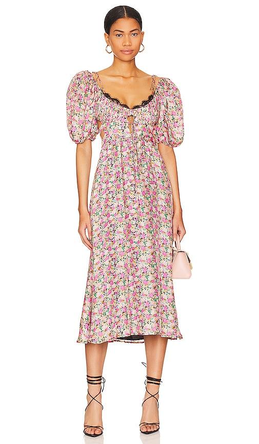 for love & lemons isadora midi dress in pink.