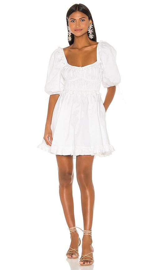 for love & lemons jackson mini dress in white.