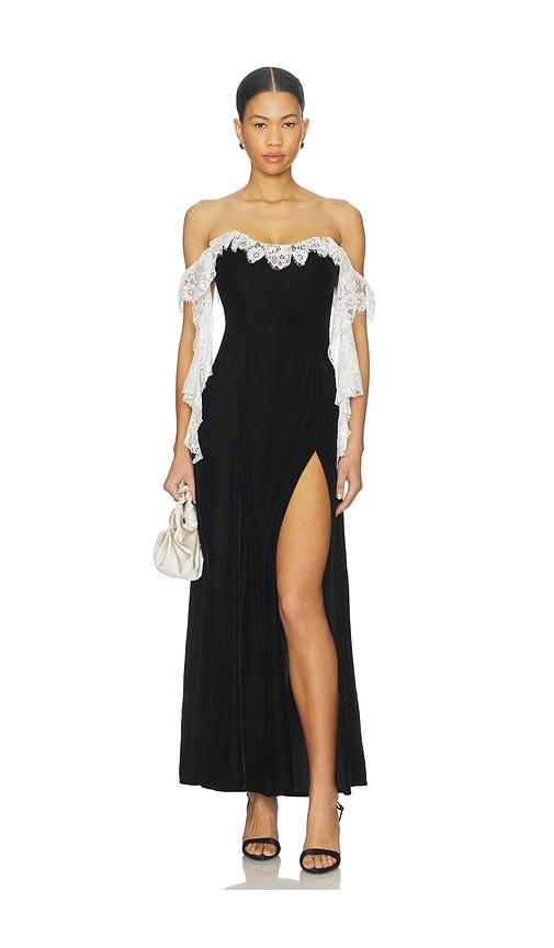 for love & lemons la vie en bow maxi dress in black.