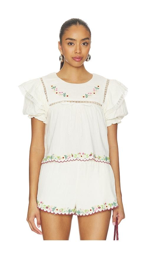 for love & lemons leah cotton top in cream.
