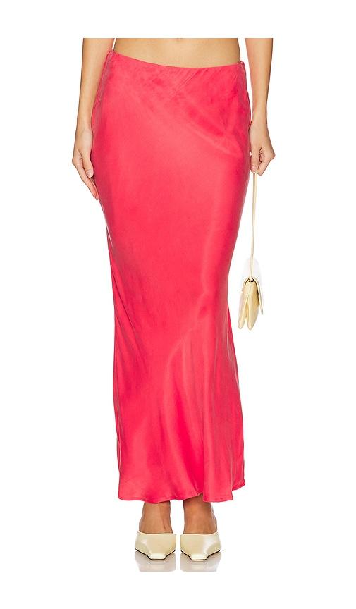 for love & lemons lena maxi skirt in red.