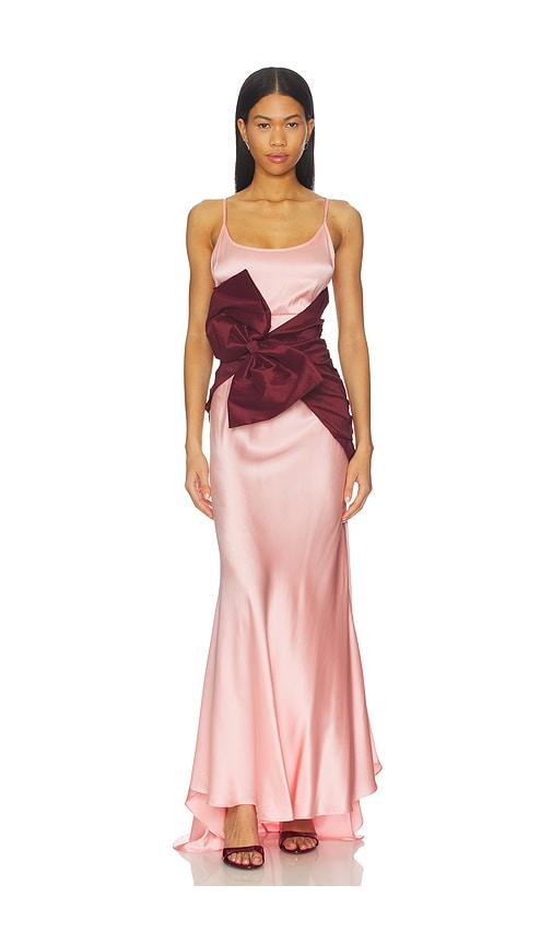 for love & lemons leonora gown in pink.