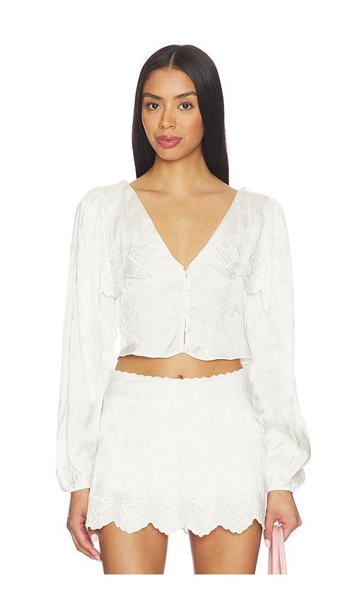 for love & lemons locked hearts top in white.