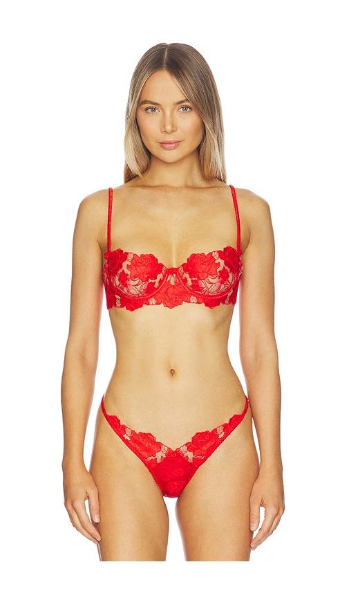for love & lemons love is a rose underwire bra in red.