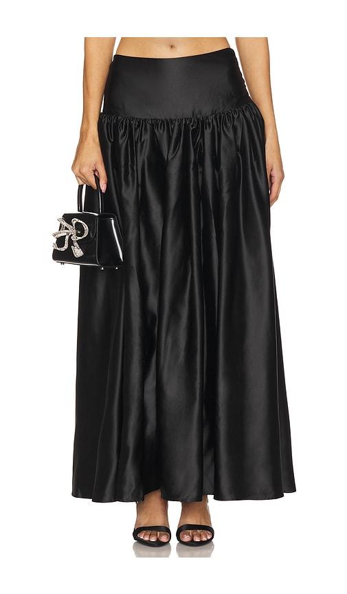 for love & lemons nelly maxi skirt in black.