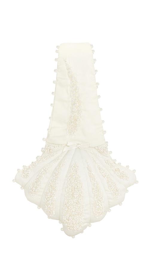 for love & lemons satin shell bag in cream.