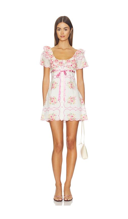 for love & lemons scarlett mini dress in cream.