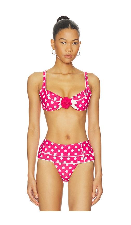 for love & lemons suki bikini top in pink.
