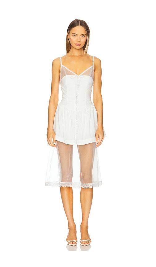 for love & lemons susannah midi dress in white.