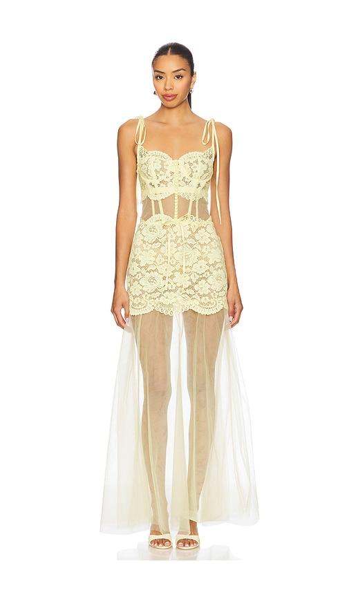 for love & lemons viola gown in lemon.