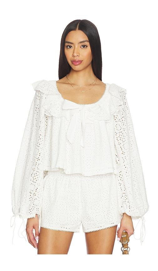 for love & lemons willa eyelet top in white.
