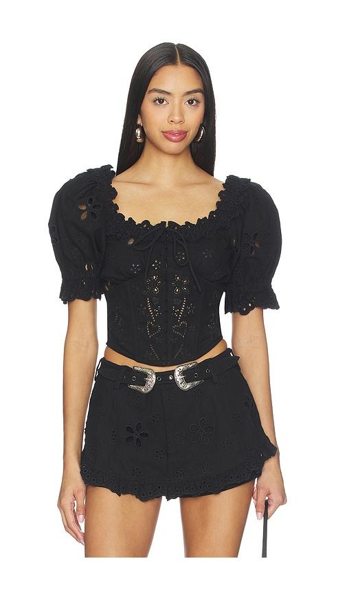 for love & lemons yasmin top in black.