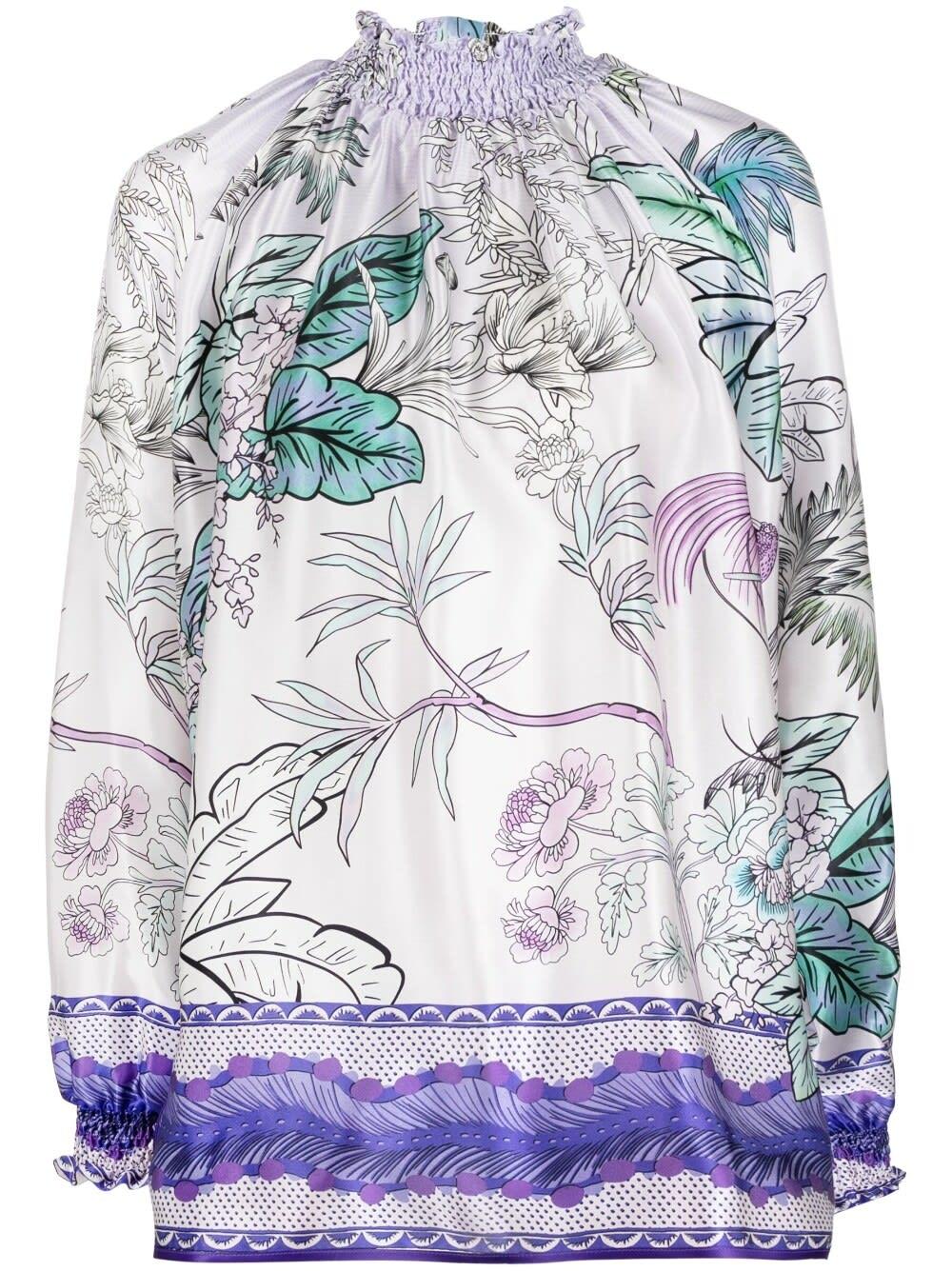 for restless sleepers high neck printed silk blouse