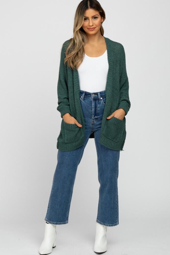 forest green cuff sleeve cardigan