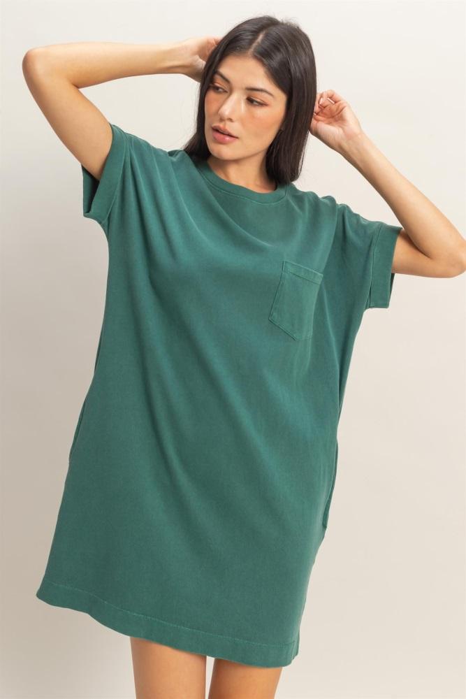 forest green t-shirt mini dress
