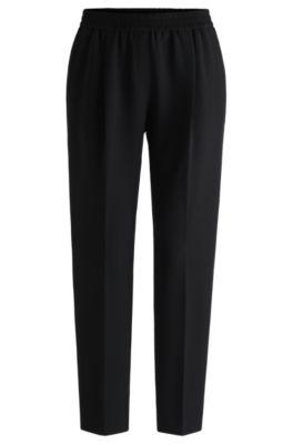 formal trousers in stretch fabric- black women's formal pants